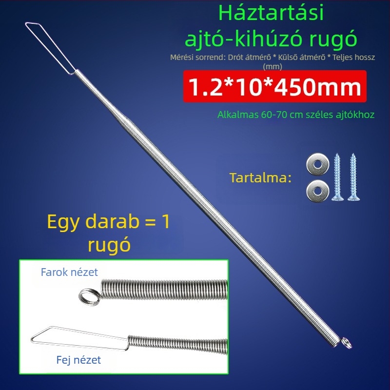 Spirálisan feszítő ajtó rugó – szélálló automata zárás, háló ajtó rugó, sárga