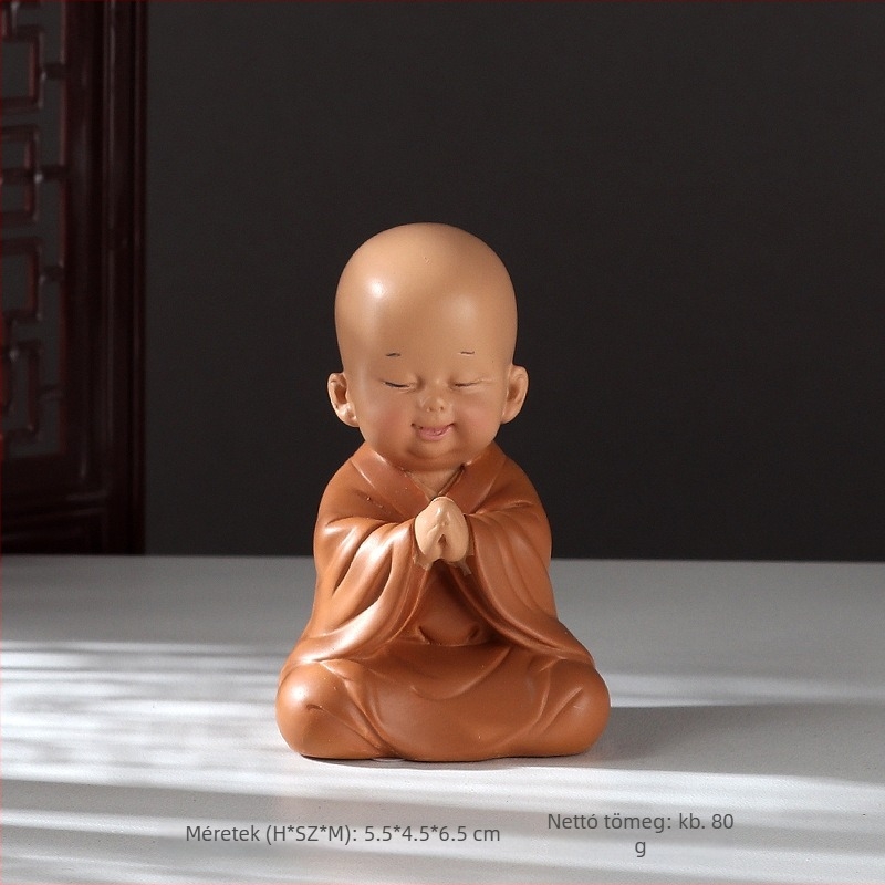 Mini aranyos szerzetes az autó belső dekorációjához, kreatív otthon- és irodai díszítő elem, Buddha-stílusú retro kis ajándék