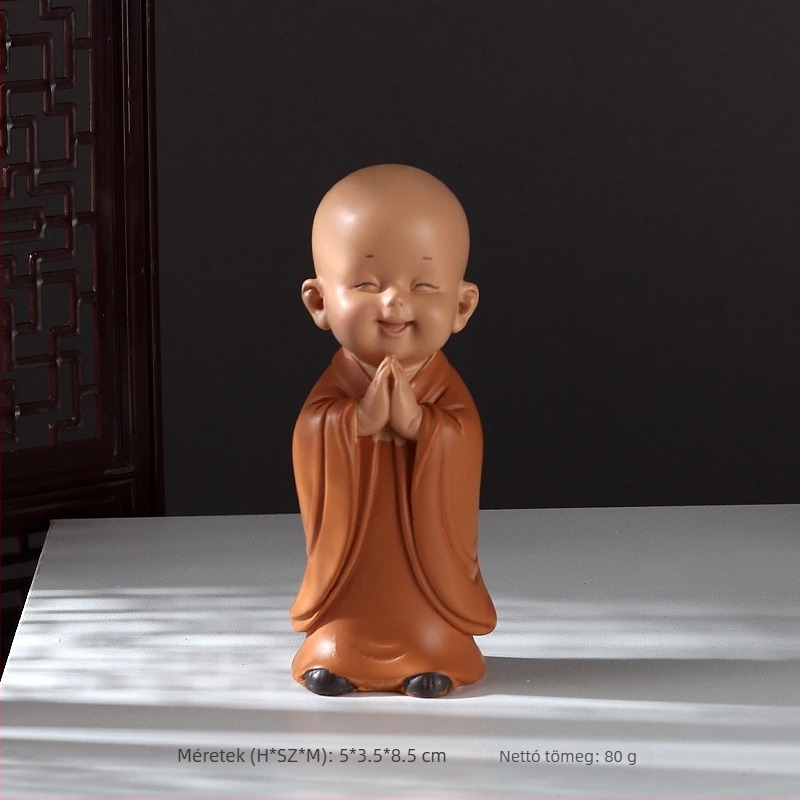Mini aranyos szerzetes az autó belső dekorációjához, kreatív otthon- és irodai díszítő elem, Buddha-stílusú retro kis ajándék