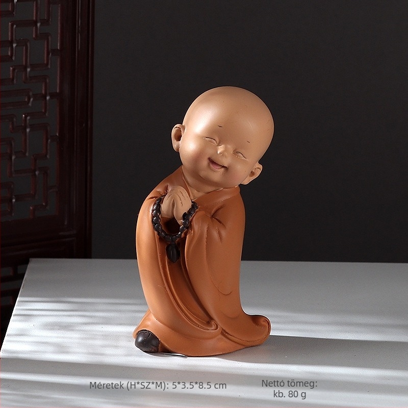 Mini aranyos szerzetes az autó belső dekorációjához, kreatív otthon- és irodai díszítő elem, Buddha-stílusú retro kis ajándék