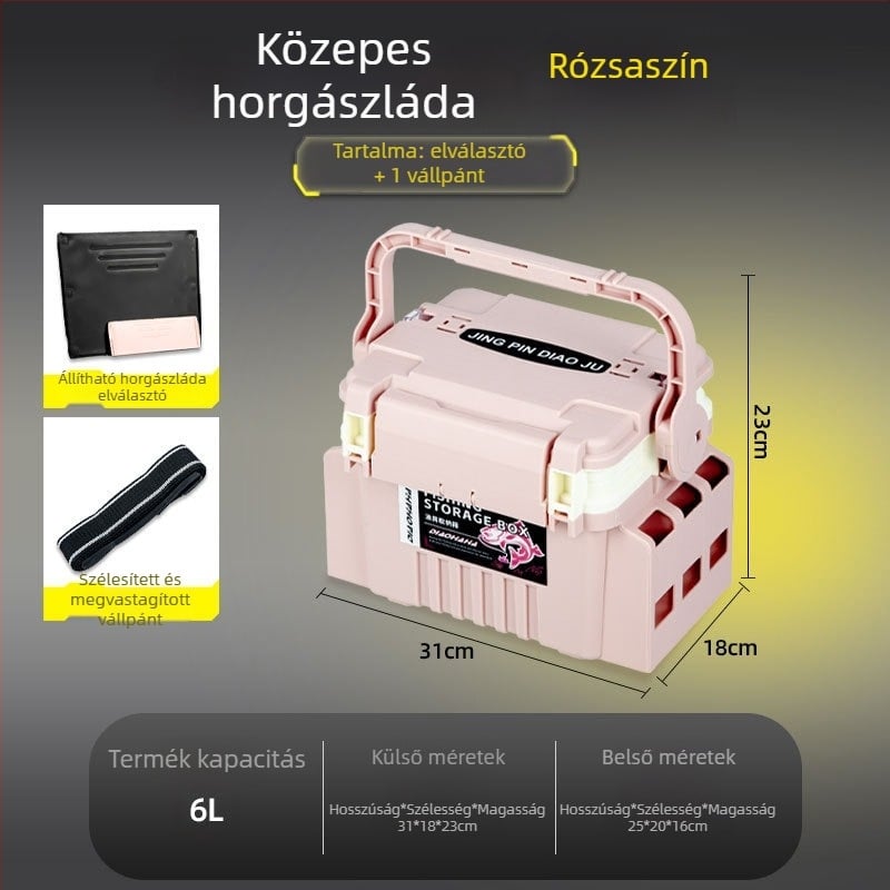 Többfunkciós csalihalas doboz macaron színekben, hordozható bottartó tengeri horgászathoz, tárolóként, bottartóként és pohártartóként is használható.