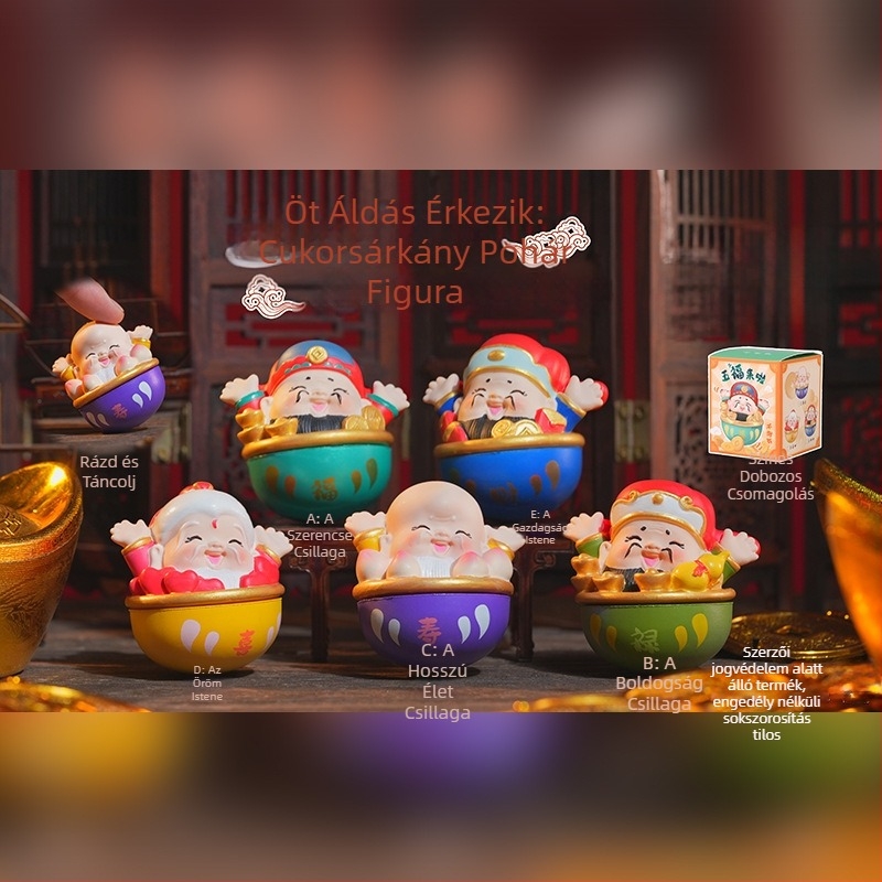 Nemzeti stílusú zománcozott roly-poly díszfigura – otthonra és az autóba, aranyos dekoráció