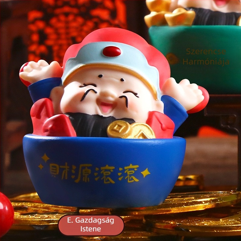 Nemzeti stílusú zománcozott roly-poly díszfigura – otthonra és az autóba, aranyos dekoráció