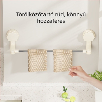 Szívócsésze forgó törölköző- és rongyállvány a konyhához, fúrás nélküli szerelés