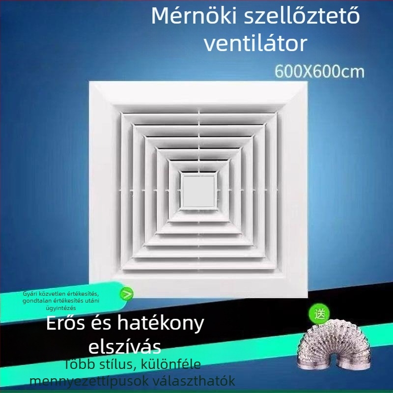 600x600 integrált mennyezeti ventilátor, alumínium panellel és gipszkarton burkolattal fürdőszobához, 30x30