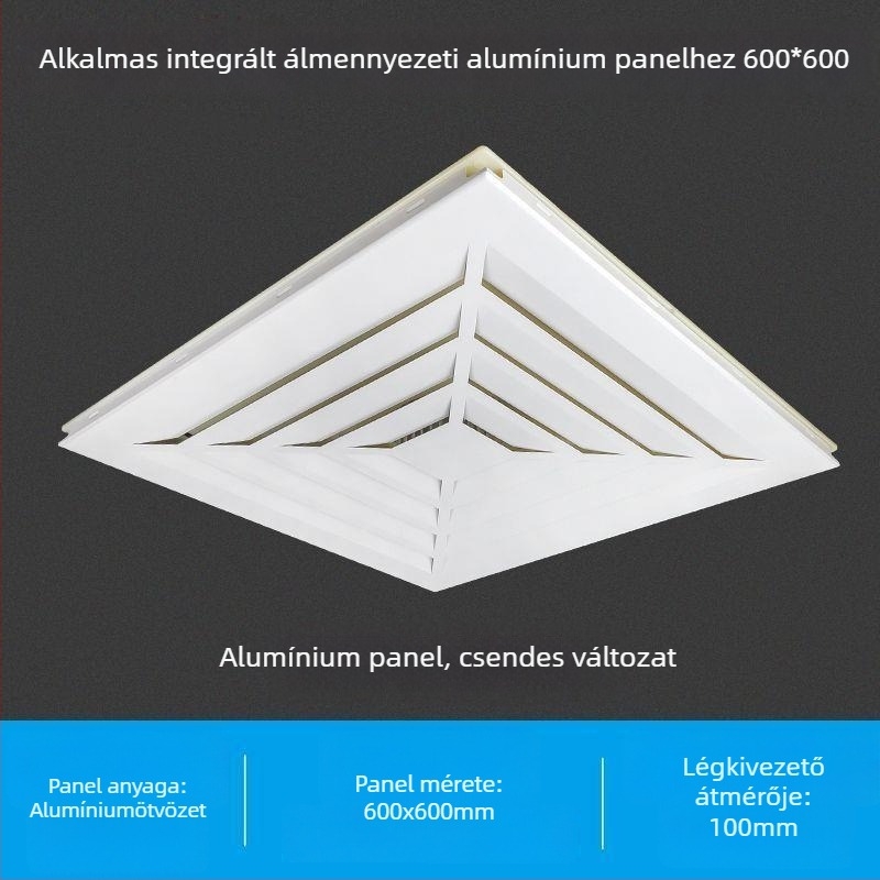 600x600 integrált mennyezeti ventilátor, alumínium panellel és gipszkarton burkolattal fürdőszobához, 30x30