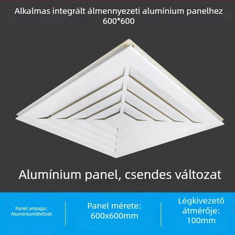 600x600 integrált mennyezeti ventilátor, alumínium panellel és gipszkarton burkolattal fürdőszobához, 30x30