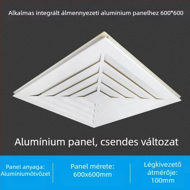 600x600 integrált mennyezeti ventilátor, alumínium panellel és gipszkarton burkolattal fürdőszobához, 30x30