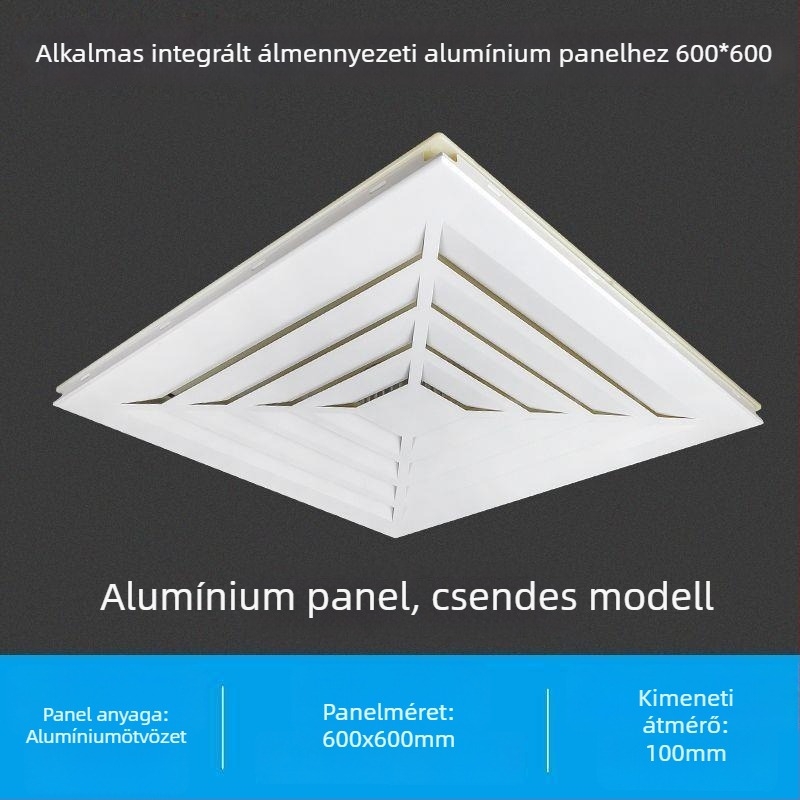 600x600 integrált mennyezeti ventilátor, alumínium panellel és gipszkarton burkolattal fürdőszobához, 30x30