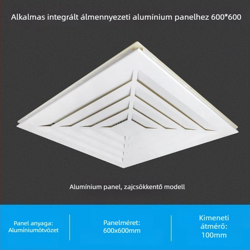 600x600 integrált mennyezeti ventilátor, alumínium panellel és gipszkarton burkolattal fürdőszobához, 30x30