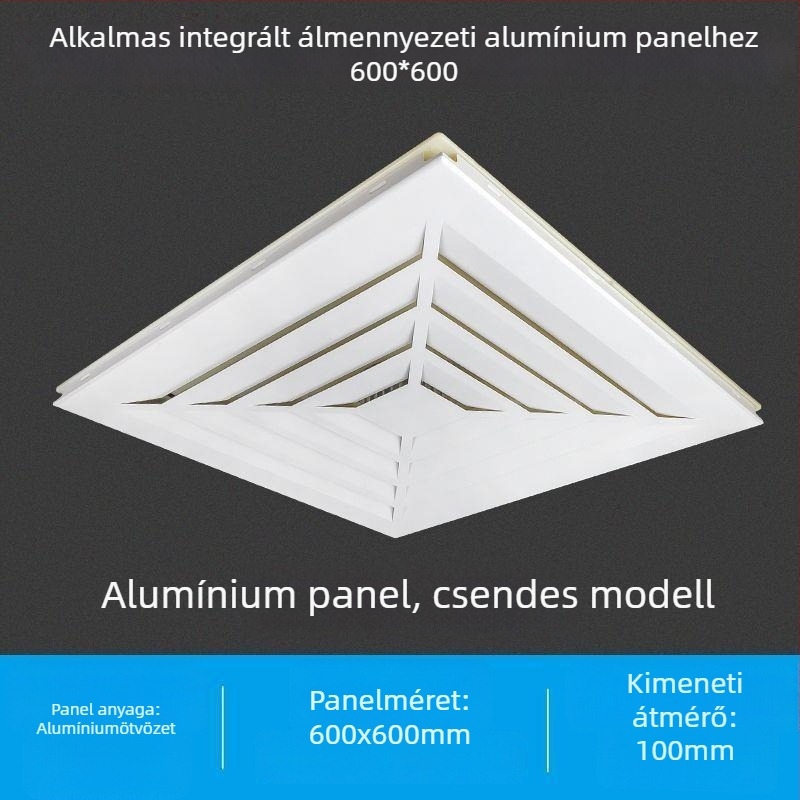 600x600 integrált mennyezeti ventilátor, alumínium panellel és gipszkarton burkolattal fürdőszobához, 30x30