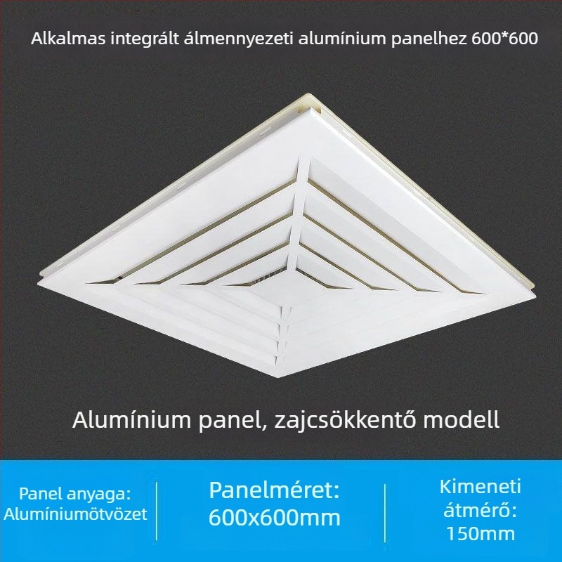 600x600 integrált mennyezeti ventilátor, alumínium panellel és gipszkarton burkolattal fürdőszobához, 30x30