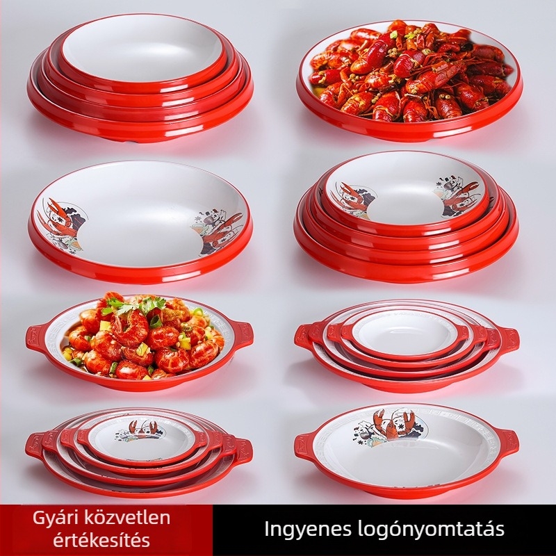 Melaminból készült ráktál, cseppálló grill- és tenger gyümölcseihez, nagy méretű porcelánhatású tál kereskedelmi használatra