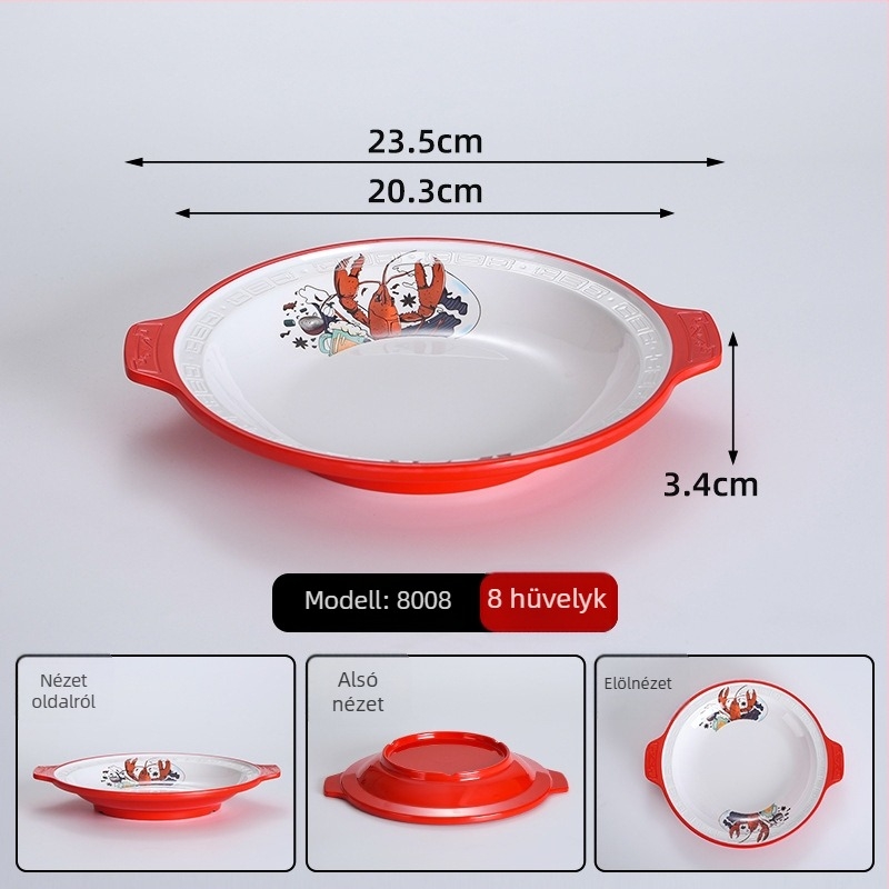 Melaminból készült ráktál, cseppálló grill- és tenger gyümölcseihez, nagy méretű porcelánhatású tál kereskedelmi használatra