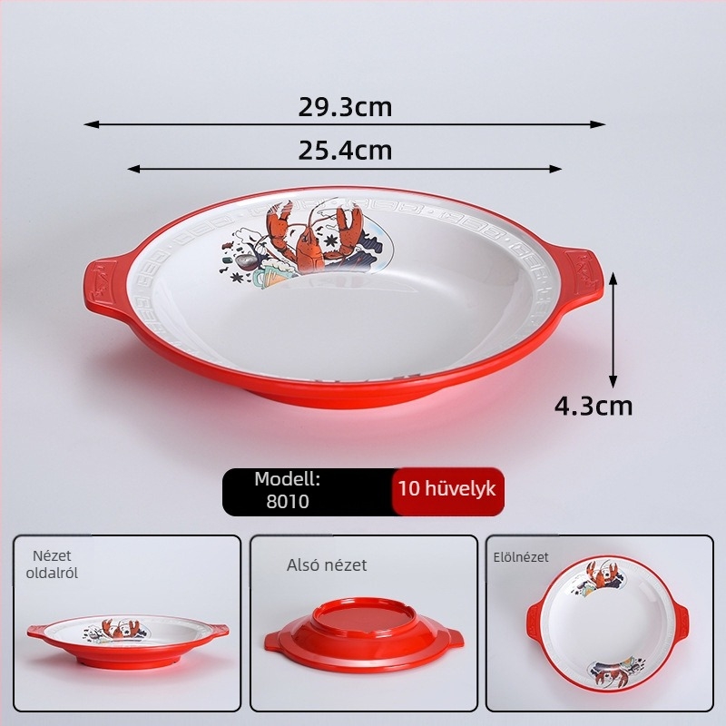 Melaminból készült ráktál, cseppálló grill- és tenger gyümölcseihez, nagy méretű porcelánhatású tál kereskedelmi használatra