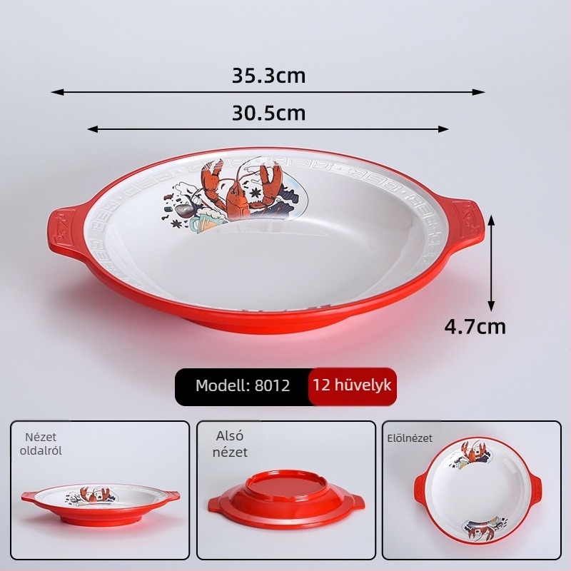 Melaminból készült ráktál, cseppálló grill- és tenger gyümölcseihez, nagy méretű porcelánhatású tál kereskedelmi használatra