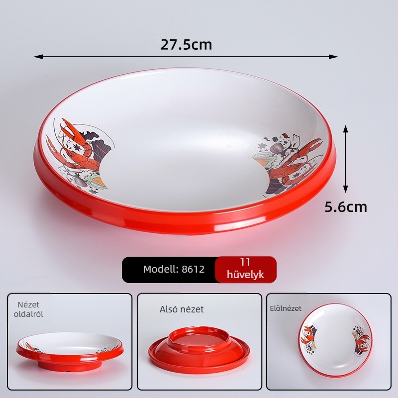 Melaminból készült ráktál, cseppálló grill- és tenger gyümölcseihez, nagy méretű porcelánhatású tál kereskedelmi használatra