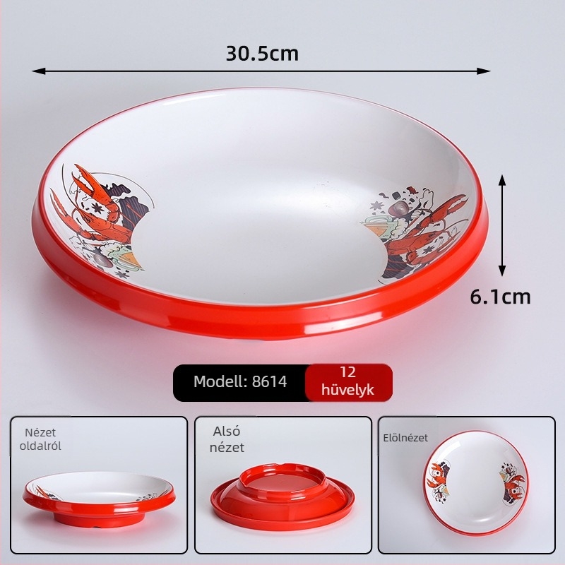 Melaminból készült ráktál, cseppálló grill- és tenger gyümölcseihez, nagy méretű porcelánhatású tál kereskedelmi használatra