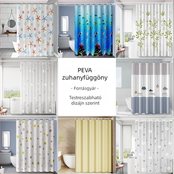 Sűrű, tartós zuhanyfüggöny fúrás nélkül telepíthető, prémium válaszfal függöny a fürdőszobába, vízálló és penészálló