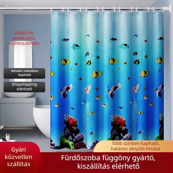 Sűrű, tartós zuhanyfüggöny fúrás nélkül telepíthető, prémium válaszfal függöny a fürdőszobába, vízálló és penészálló