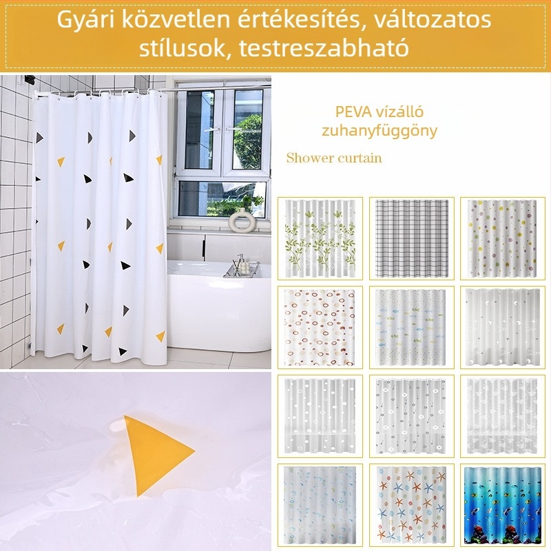 Sűrű, tartós zuhanyfüggöny fúrás nélkül telepíthető, prémium válaszfal függöny a fürdőszobába, vízálló és penészálló