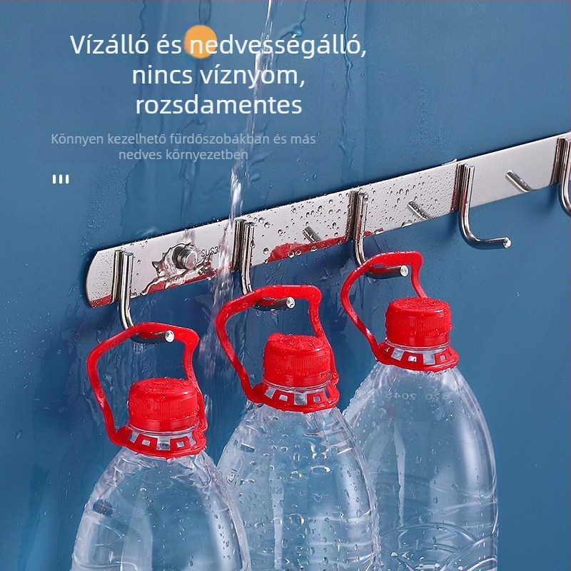 Vastagított rozsdamentes acél sorhorgok konyha- és fürdőszobai falra, fúrással szerelhető, erős teherbírású