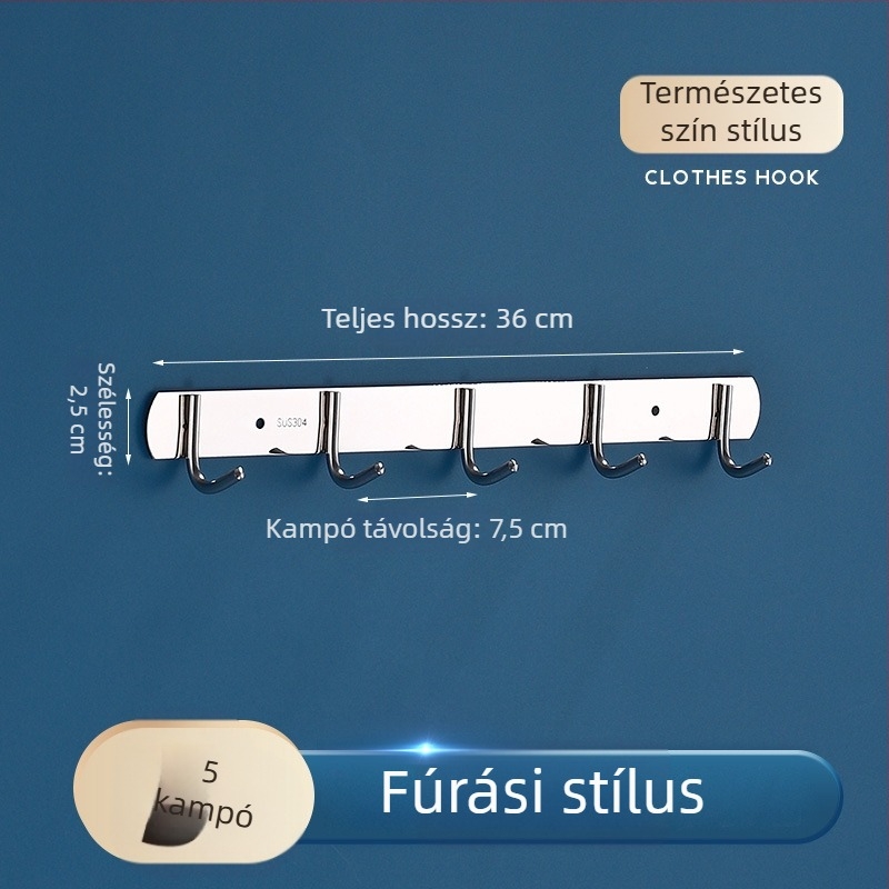Vastagított rozsdamentes acél sorhorgok konyha- és fürdőszobai falra, fúrással szerelhető, erős teherbírású