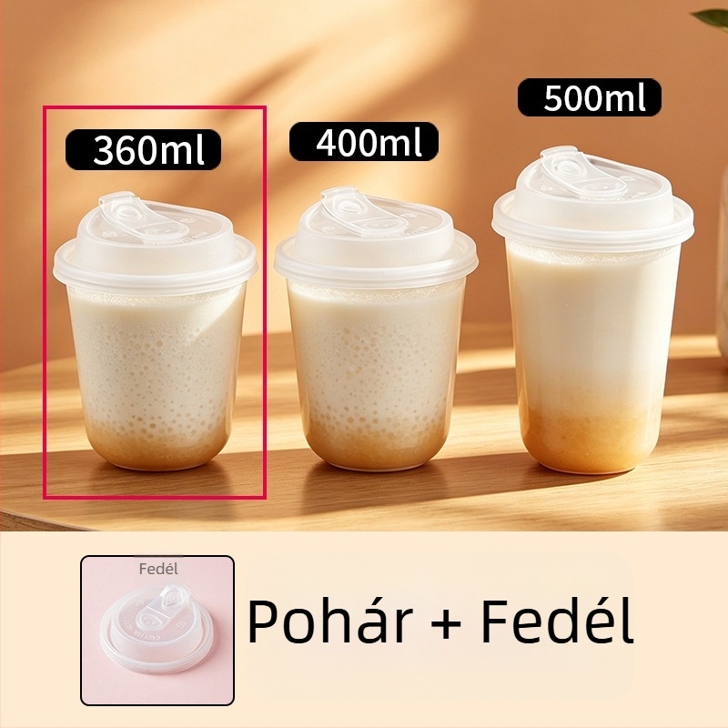 Egyszer használatos U-forma átlátszó vastag falú műanyag pohár, 90 mm-es átmérővel, tej-tea és amerikai kávé számára