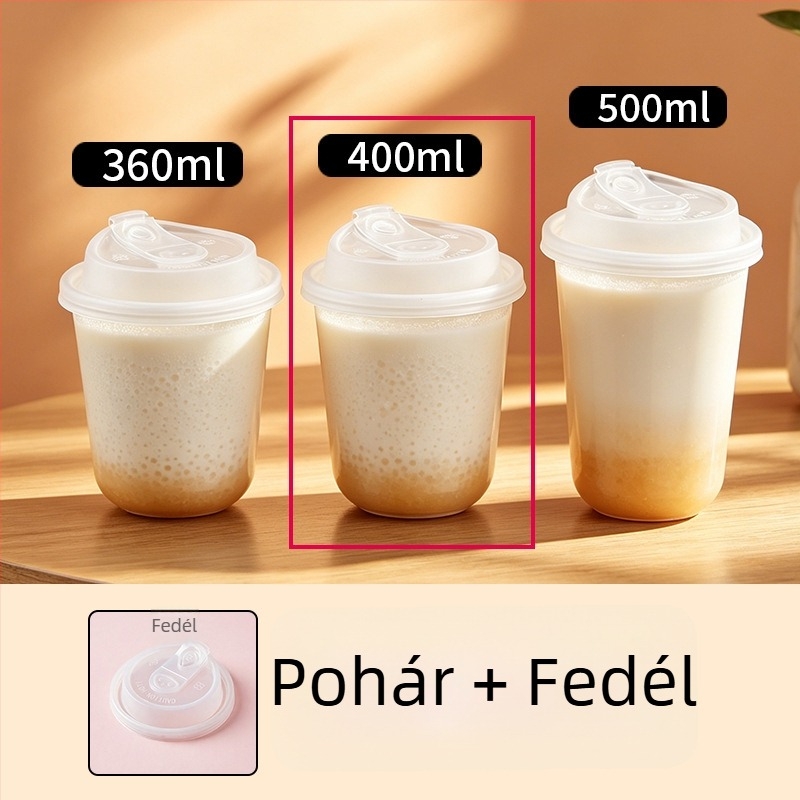 Egyszer használatos U-forma átlátszó vastag falú műanyag pohár, 90 mm-es átmérővel, tej-tea és amerikai kávé számára