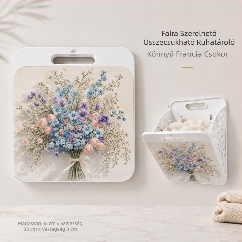 Új falra szerelhető fürdőszobai szennyesruha kosár, összecsukható, vízálló, nagy kapacitású