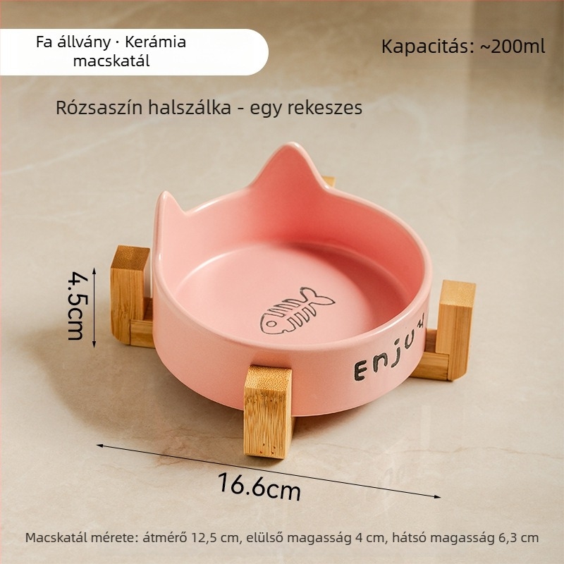 Fekete kerámia macska- és kutyatál, kiöntés elleni, étel- és víztál