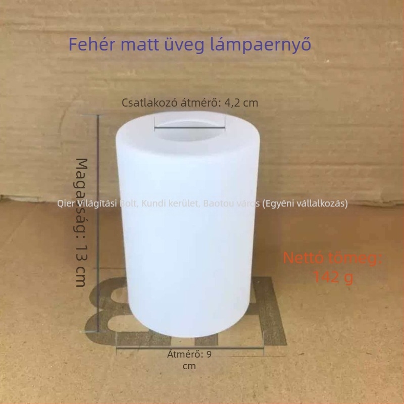 Fehér matt üveg hengeralakú lámpabura, E27-es foglalat, minimalistikus mennyezeti függőlámpa, asztali- és falivilágítás