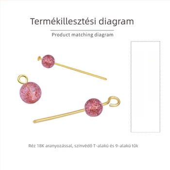 Réz bevonat 18K aranyszínű, gyöngycsapok, T-alakú tűk, 0,7 mm huzal, DIY ékszer-kiegészítők