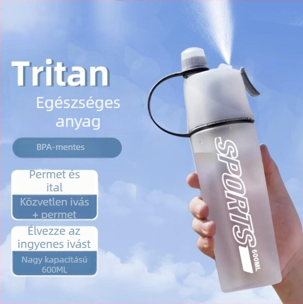 Műanyag vízivó pohár hűtőspray-vel, hengeres sport- és diák pohár