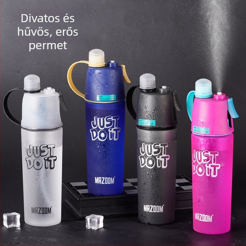 Műanyag vízivó pohár hűtőspray-vel, hengeres sport- és diák pohár