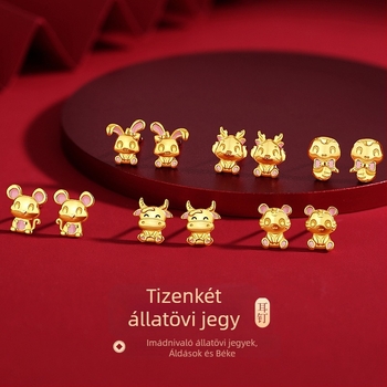 TiChia eredeti tizenkét állat zodiákus fülbevalók nőknek, S925 ezüst, kínai stílus, ló jegy