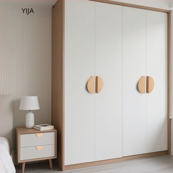 Japán stílusú félkör alakú fafogantyúk gyerekszoba ruhásszekrény ajtóihoz, tömörfa