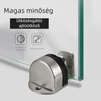 Padlóra szerelt üvegajtó mágneses ajtóstop, vastag gumibetéttel, nagy méretű fa- és acélajtókhoz