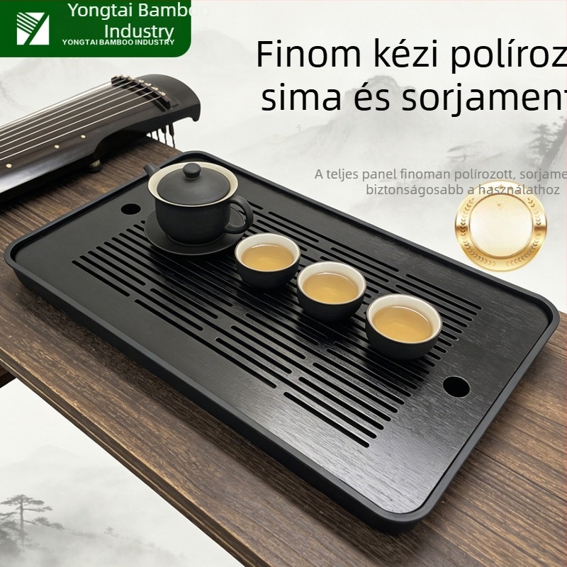 Bambusz teátálca készlet drenázsos, Gongfu tea kiegészítők