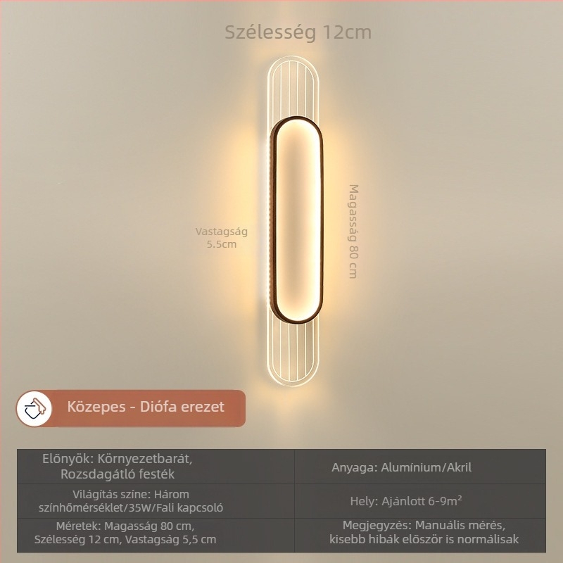 Fali lámpa hálószoba és nappali számára, modern minimalist LED világítás, hosszú csík alakú falikar a TV hátteréhez