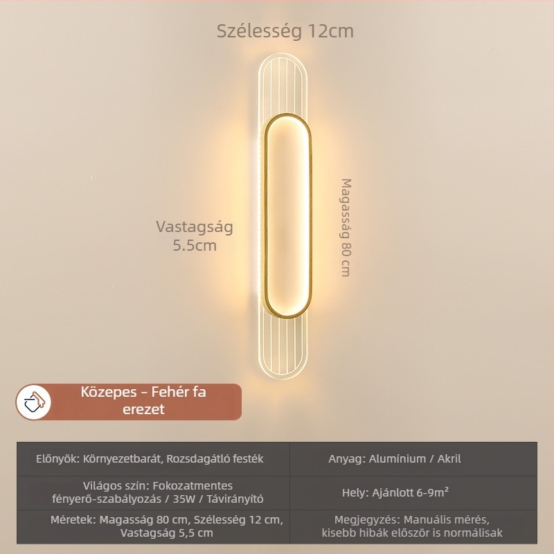 Fali lámpa hálószoba és nappali számára, modern minimalist LED világítás, hosszú csík alakú falikar a TV hátteréhez