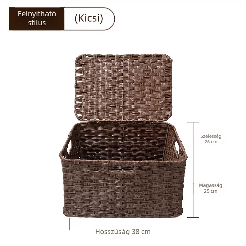 Kézzel készített tárolókosár imitatív rattan és fű szövésével, különféle tárgyak, nassolnivalók és játékok számára