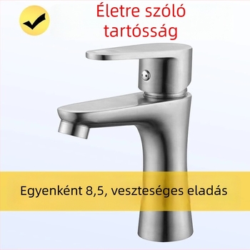 304 rozsdamentes acél mosdócsap emelt kivitelben, mosdóhoz, meleg–hideg keverő