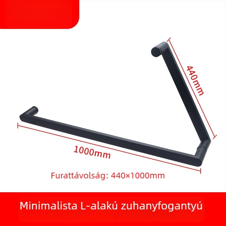 Nagyon szűk, minimalista fekete 304 rozsdamentes acél zuhanyzószoba fogantyú, válaszfal a fürdőszobában, tolóajtó fa panellel