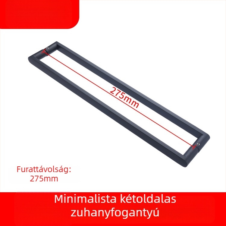 Nagyon szűk, minimalista fekete 304 rozsdamentes acél zuhanyzószoba fogantyú, válaszfal a fürdőszobában, tolóajtó fa panellel
