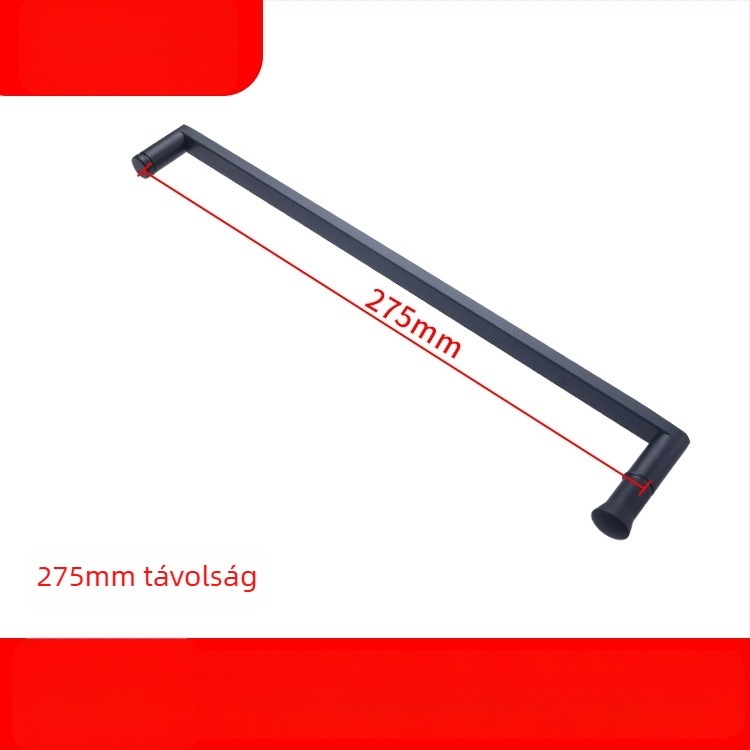 Nagyon szűk, minimalista fekete 304 rozsdamentes acél zuhanyzószoba fogantyú, válaszfal a fürdőszobában, tolóajtó fa panellel