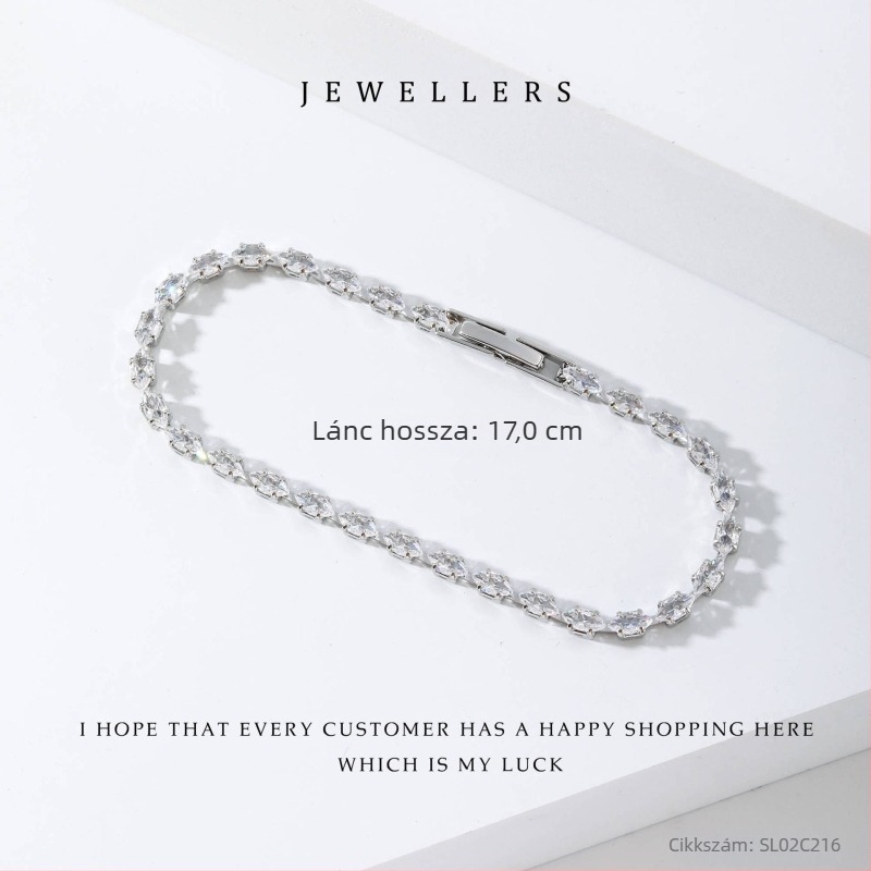 Uniszex cirkónium karkötő, mikro pavé cirkóniák, könnyű luxus, minimalist zár