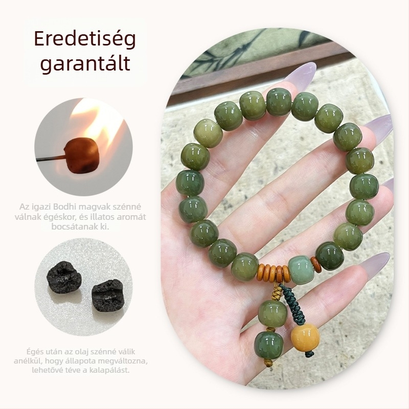 Bodhi gyöngy karkötő tejzöld és tengerkék színekben, új kínai stílus, kézzel készült, unisex