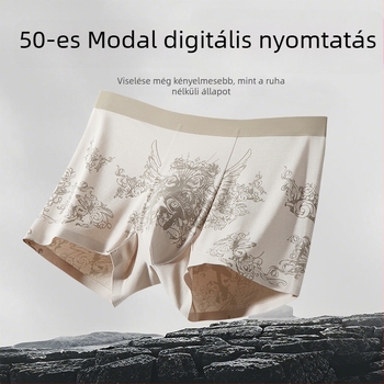 Modal férfi alsónemű, antibakteriális ágyékvédő Mulberry silk belső résszel, varrás nélküli mintázat, kényelmes és légáteresztő, nagy méret