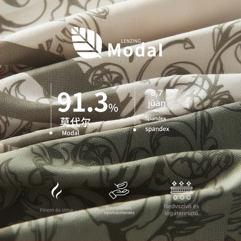 Modal férfi alsónemű, antibakteriális ágyékvédő Mulberry silk belső résszel, varrás nélküli mintázat, kényelmes és légáteresztő, nagy méret